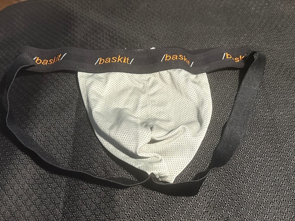 VTG New Bask-it underwear jock strap athletic mesh pouch gray Size XL
